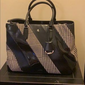 Ralph Lauren Large striped  patent and calf bag